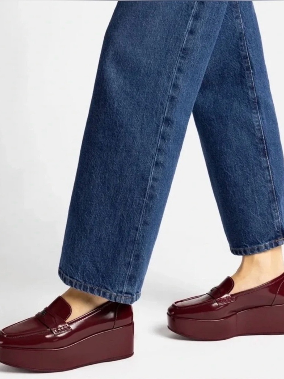 Larroude Women's Platform Penny Loafers in Wine